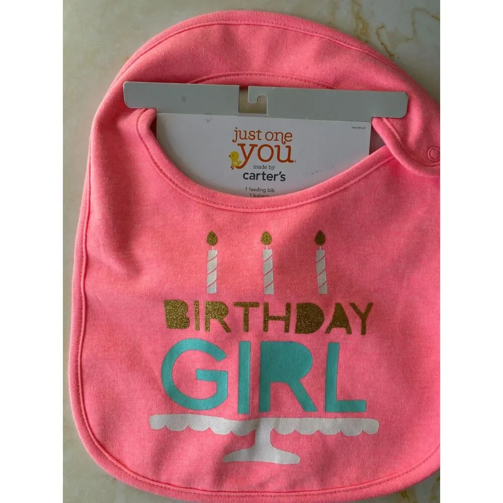NWT Carter's birthday girl pink Bib
